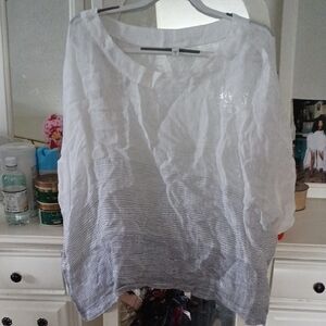 Elegant White and Gray Women's Blouse